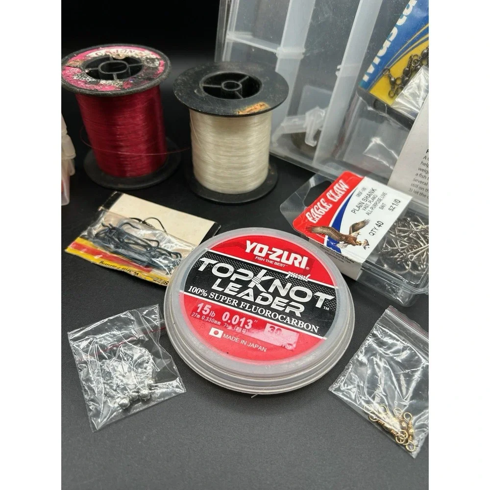 Lot Of Fishing tackle: Ready To Fish Line Carolina Rig Eagle Claw Hooks Swivels